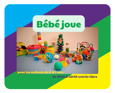 Pour Les enfants de 0 à 3 ans / Entrée libre  La salle d’animation se transforme en un espace adapté aux tout-petits où ils pourront découvrir, évoluer et explorer différents jeux et jouets le tout en sécurité.  de 9h45 à 11h45 - Médiathèque
